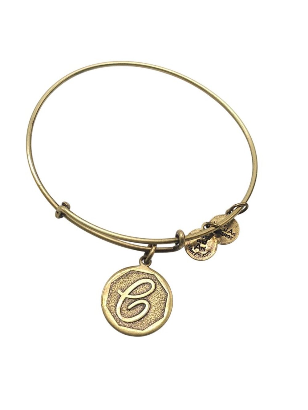 Alex And Ani Gold-Tone Initial C Charm Bangle Bracelet Adjustable 2013